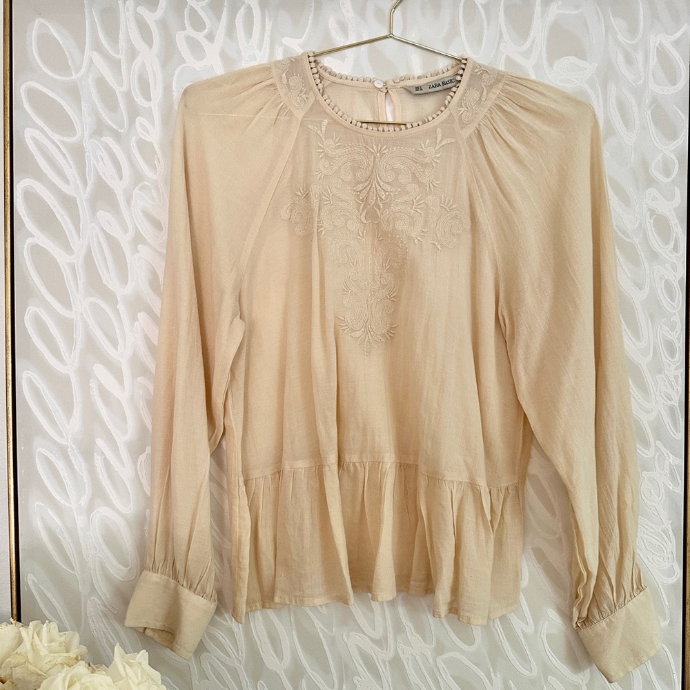 Zara Victorian embroidered blouse